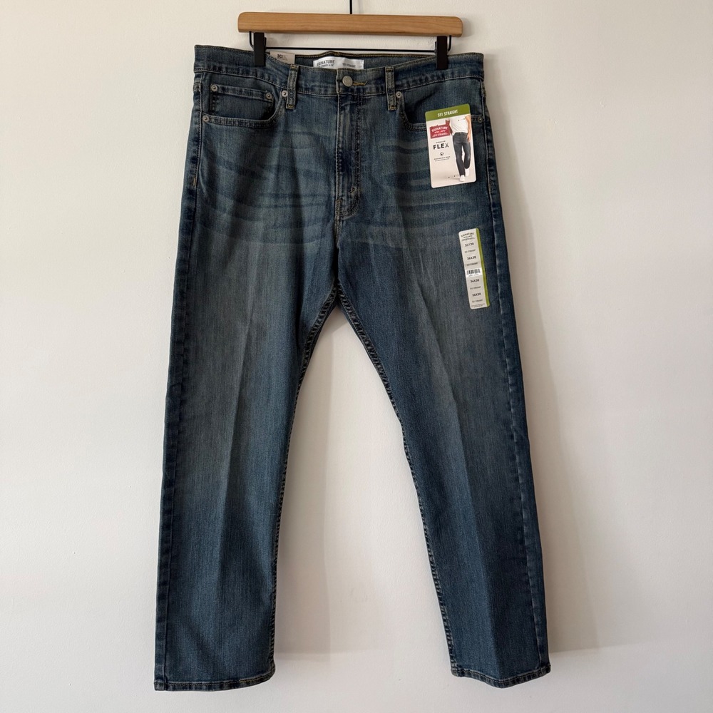 Signature Levi Strauss S51 Straight Fit Mens Jeans 36x30 Medium Wash Premium NWT